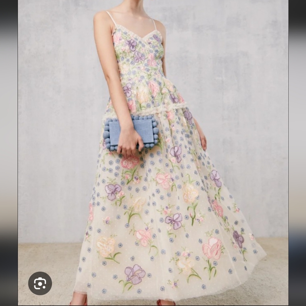 BHLDN Needle & Thread Floral Embroidered Dress size US 0 $779 - Picture 6 of 6